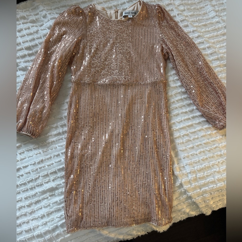 Sequin Long Sleeve Kids Dress